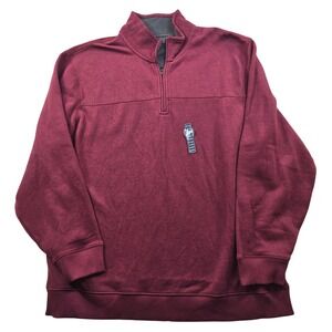 Arrow 1/4 Zip Sweatshirt Mens XL Burgundy Cotton Blend Mock Neck Pullover NEW